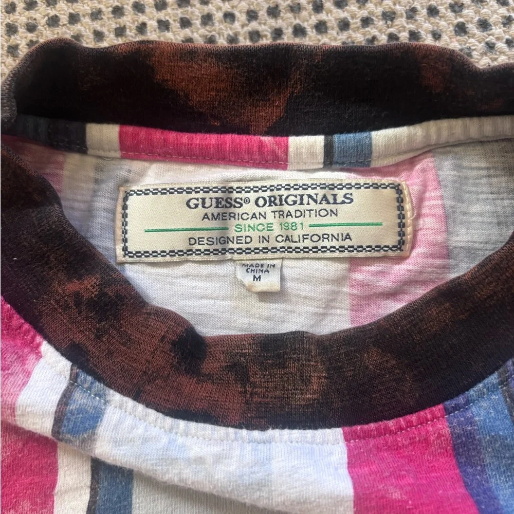 GUESS Kids White & Pink Striped Logo Tee - Picture 2 of 3